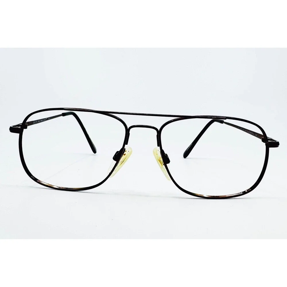 Unbranded Aviator Eyeglasses Mens Brown Metal Double Bridge 57-16-140